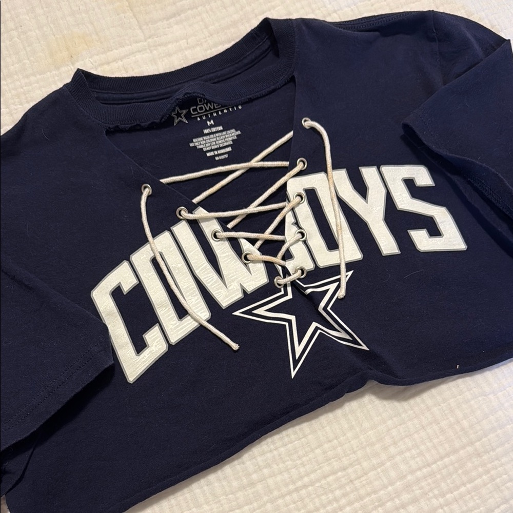 Dallas Cowboys Cropped Lace-Up T Shirt